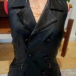 Women's Black Leather Vest